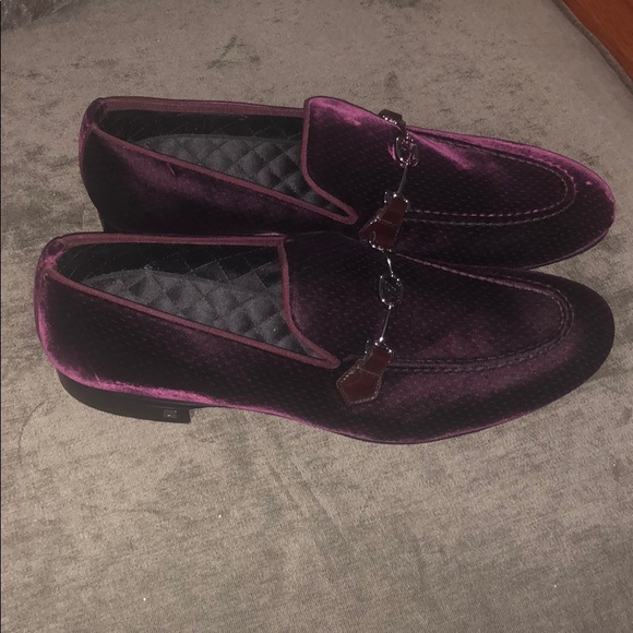 Louis Vuitton Men Burgundy Velvet Shoes Brand New - Picture 1 of 5